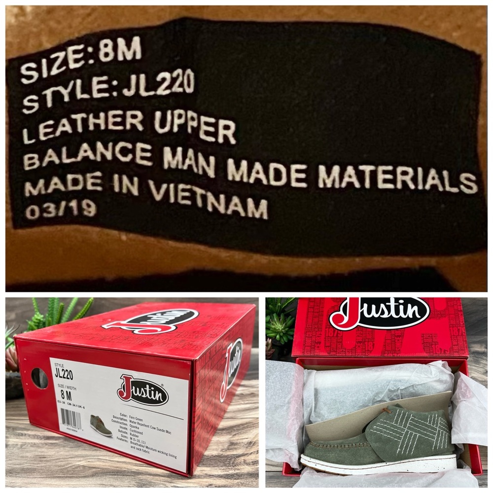 NIB Justin Boots Zila Moccasin Booties Suede Fern Green JL220 - Picture 12 of 13